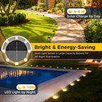 inkgear 6 Pack Solar Ground Lights Outdoor, 8 LED Mini Flat Solar Disc Lights, IP65 Waterproof Pathway Lights Solar Powered, Landscape Lighting for Garden Walkway Driveway Yard Lawn,Warm White