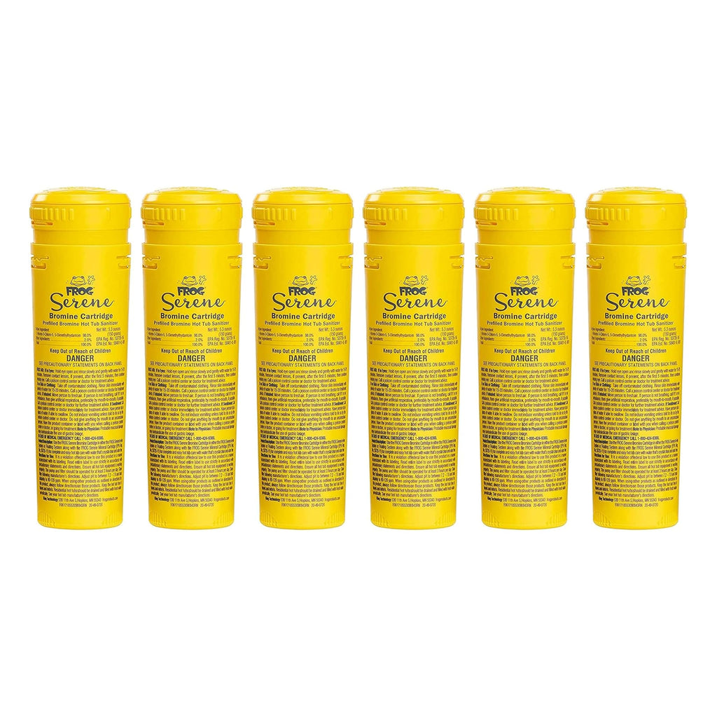 FROG Serene Replacement Bromine Cartridges for use with Hot Tub FROG Serene Floating Sanitizing System - Prefilled for Quick & Easy Hot Tub Maintenance - 6 Pack