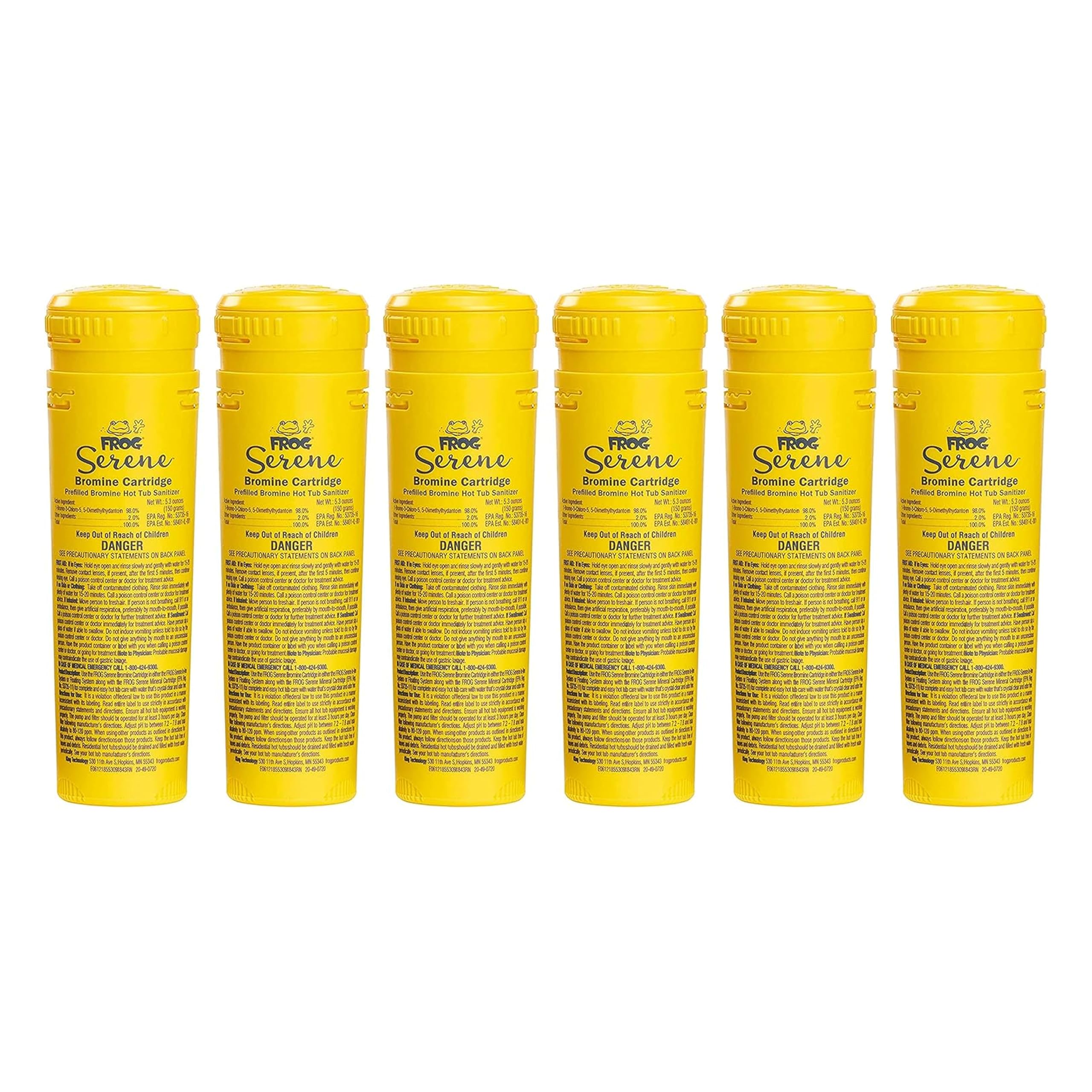 FROG Serene Replacement Bromine Cartridges for use with Hot Tub FROG Serene Floating Sanitizing System - Prefilled for Quick & Easy Hot Tub Maintenance - 6 Pack