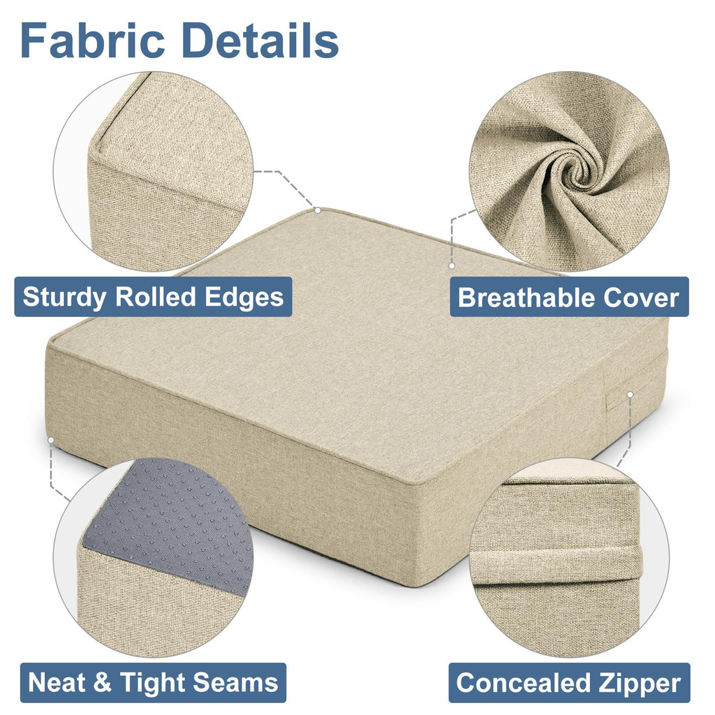 Shinnwa Gel Memory Foam Recliner Cushion for Elderly, Dual-Layer Foam Chair Pad, Extra Large Seat Cushion for Couch, Armchair, Wicker Chairs, Floor, 20 × 20 × 5in, Beige