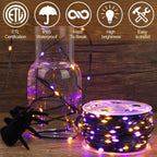 WATERGLIDE Extra Long 328FT Halloween Lights, 1000 LED Outdoor Fairy String Lights, Green PVC Copper Wire Christmas Lights, Plug in 8 Modes & Waterproof for Tree Party Home Yard Decor, Orange&Purple