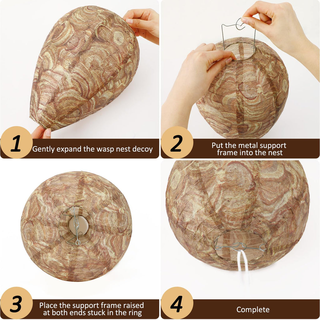 DECYOOL 6 Pack Paper Wasp Nest Decoy Hanging Wasp Nest Stay Away from Wasps Hornets Yellow Jackets(Mixed Color)