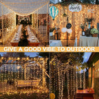 JMEXSUSS 300 LED Remote Control Christmas Curtain Lights, Plug in Fairy Curtain Lights Outdoor, Window Wall Hanging Curtain String Lights for Bedroom Backdrop Wedding Party Indoor Decor, Warm White