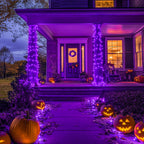 JMEXSUSS 250 LED Halloween String Lights, 91.5ft Purple Halloween Lights Outdoor Waterproof, 8 Lighting Modes Connectable Christmas Tree Lights for Yard Patio Party Holiday Decorations