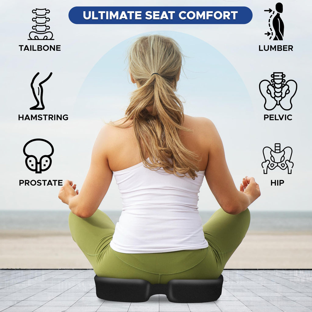 EcoNour Thick Seat Cushions for Tailbone Pain Relief (2 Pack) | Orthopedic Desk Chair Cushion for Office, Gaming Chair & Car Seat | Sciatica & Coccyx & Tail Bone Pain Relief for Long Sitting Elderly
