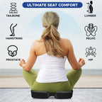EcoNour Thick Seat Cushions for Tailbone Pain Relief (2 Pack) | Orthopedic Desk Chair Cushion for Office, Gaming Chair & Car Seat | Sciatica & Coccyx & Tail Bone Pain Relief for Long Sitting Elderly