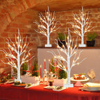 PEIDUO Christmas Tree for Home Decor, 2FT Tabletop Tree with LED Lights, Warm White Tree Lamp, Fairy Light Spirit Tree for Room Inside Fireplace Christmas Decorations, Battery Powered, Timer (4PK)