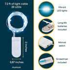 MUMUXI LED Fairy Lights Battery Operated String Lights [24 Pack] 7.2ft 20 Battery Powered LED Lights | Mini Lights, Centerpiece Table Decorations, Wedding Party Bedroom Mason Jar Christmas, Cool White