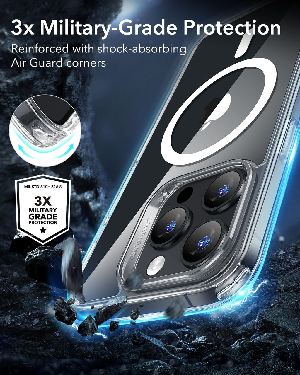 ESR for iPhone 16 Pro Case, Compatible with MagSafe, Shockproof Military-Grade Protection, Magnetic Phone Case for iPhone 16 Pro 6.3 inch, Clear