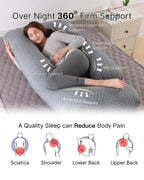 ALLOPERA Pregnancy Pillow, Full Body Maternity Pillow 57 inch, with Removable Washable Cover - Sleep Support for Legs, Back, Neck, Shoulder, HIPS, Belly for Pregnent Women, 100% Cotton