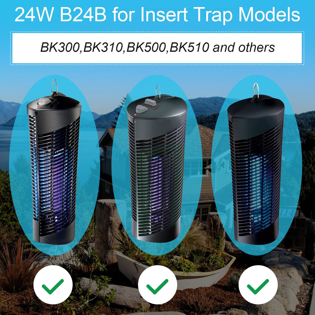 2 Pcs B24b Stinger Bug Zapper Replacement Bulbs 24w Black Flag Bug Zapper Bulb UV Light Ultraviolet Mosquito Killer Lamp Insect Trap Replacement UV Bulb for Stinger Bk300, Bk310, Bk500
