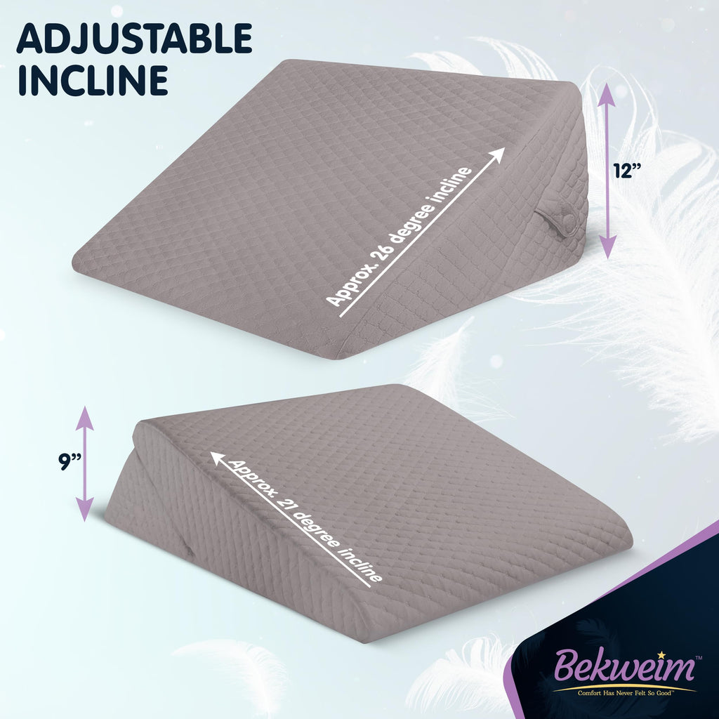 Adjustable Bed Wedge Pillow for Sleeping - Wedge Pillow for Sleep Apnea, Gerd, Acid Reflux Relief, Post Surgery - Foam Wedge Pillow for Back Pain Relief, Sleep Apnea Pillow Wedge or for Seniors