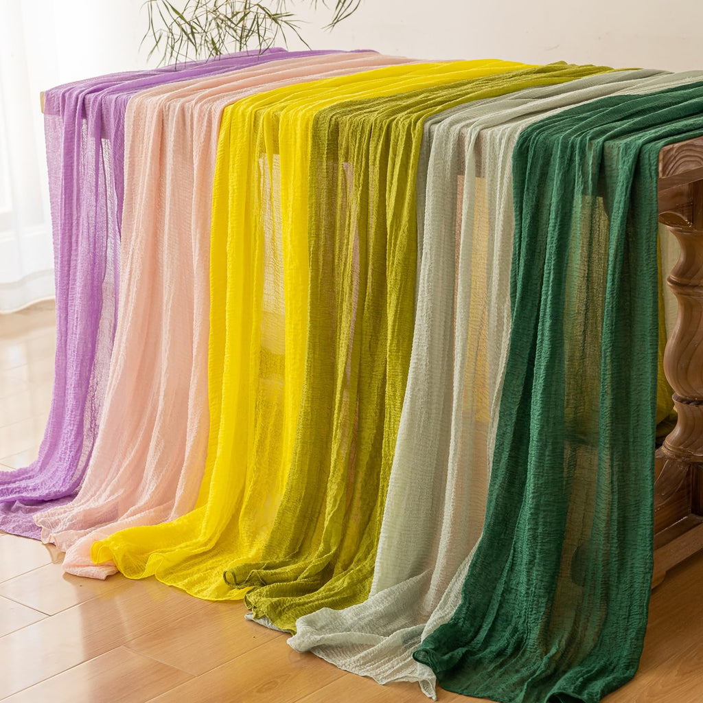 Keketo 6pcs Christmas Emerald Green Cheesecloth Table Runner Gauze 120 Inch 10 FT Rustic Boho Cheese Cloth Runner for Wedding Baby Shower Bridal Shower Birthday Party Long Sheer Home Decorations
