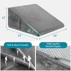 Domusensus Wedge Pillow for Sleeping, 12" Bed Wedge Pillow for After Surgery, Triangle Pillow Wedge for Heartburn, Acid Reflux, GERD, Back Pain Relief, Neck Pain, Soft & Cooling Memory Foam Top