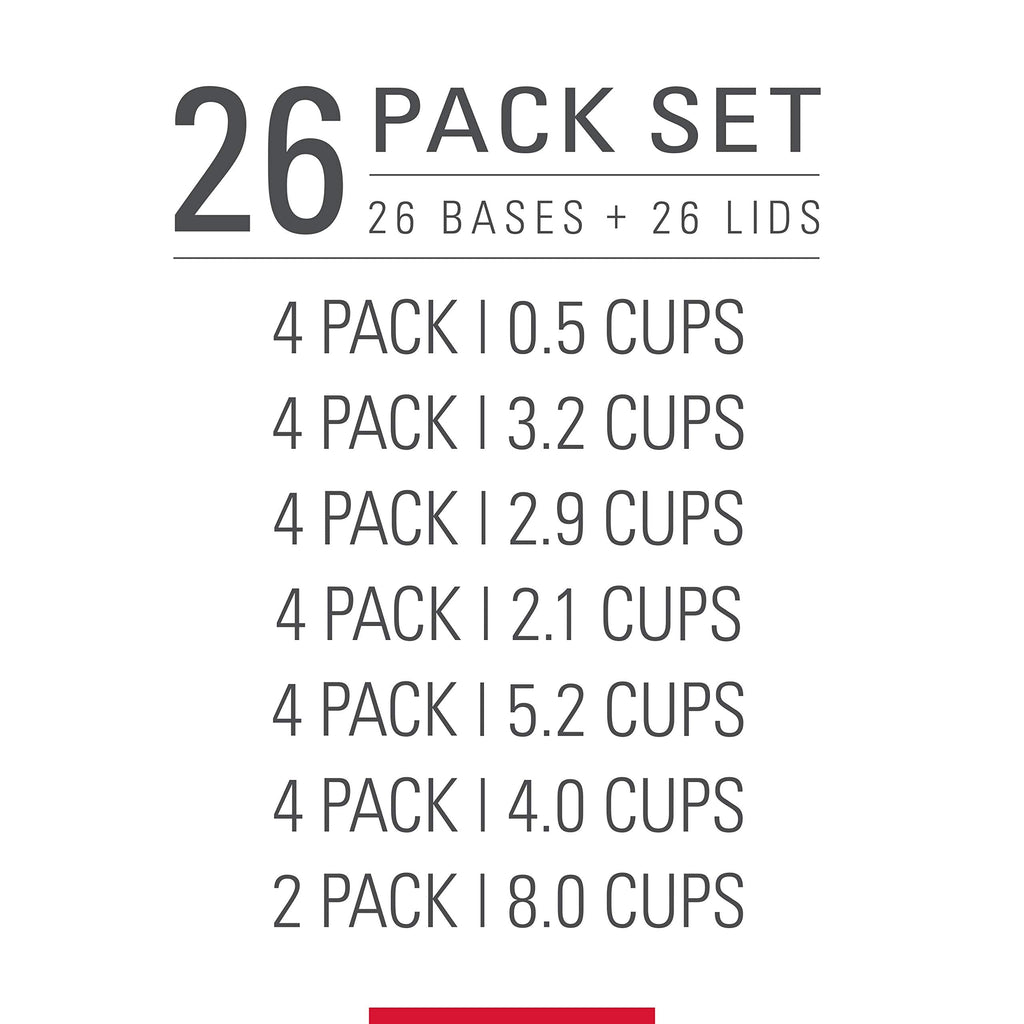 Rubbermaid TakeAlongs Food Storage Containers, Set of 26, Red