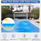 Goplus Pool Cover, 16 x 32 FT Solar Blanket 12 Mil with Carrying Bag for In-Ground and Above-Ground Swimming Pools, Rectangle Hot Tub SPA Thermal Blanket, Blue Bubble