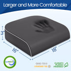 SweetSlubr Seat Cushion for Taibone Pain Relief, Office Chair Cushion, Memory Foam Large Chair Cushion with Non-Slip Cover for Soft Support at Office Chair, Car Seat, Airplane, Bleacher Grey/Large