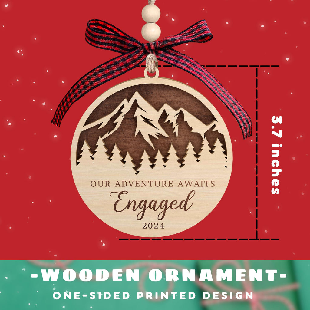 Engagement Gifts for Couples - Gifts for Newly Engaged Couples - Happy Engagement Gifts for Her, Bride, Bride to Be - Just Engaged Gifts for Her, Friends - Engagement Gift - Wood Engagement Ornament