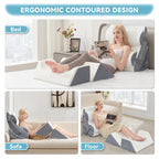 Kingfun 6pcs Orthopedic Bed Wedge Pillow Set for Sleeping, Memory Foam for Sleeping,Breathable Triangle Pillow Wedge, Post Surgery Memory Foam for Back, Leg Pain Relief, Sitting