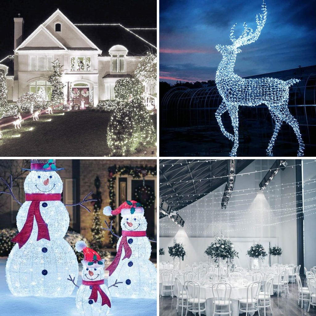 SANJICHAWhite Extra-Long 66FT String Lights Outdoor/Indoor, 200 LED Upgraded Super Bright Christmas Lights, Waterproof 8 Modes Fairy Lights for Garden Patio Party Wedding (Cool White)