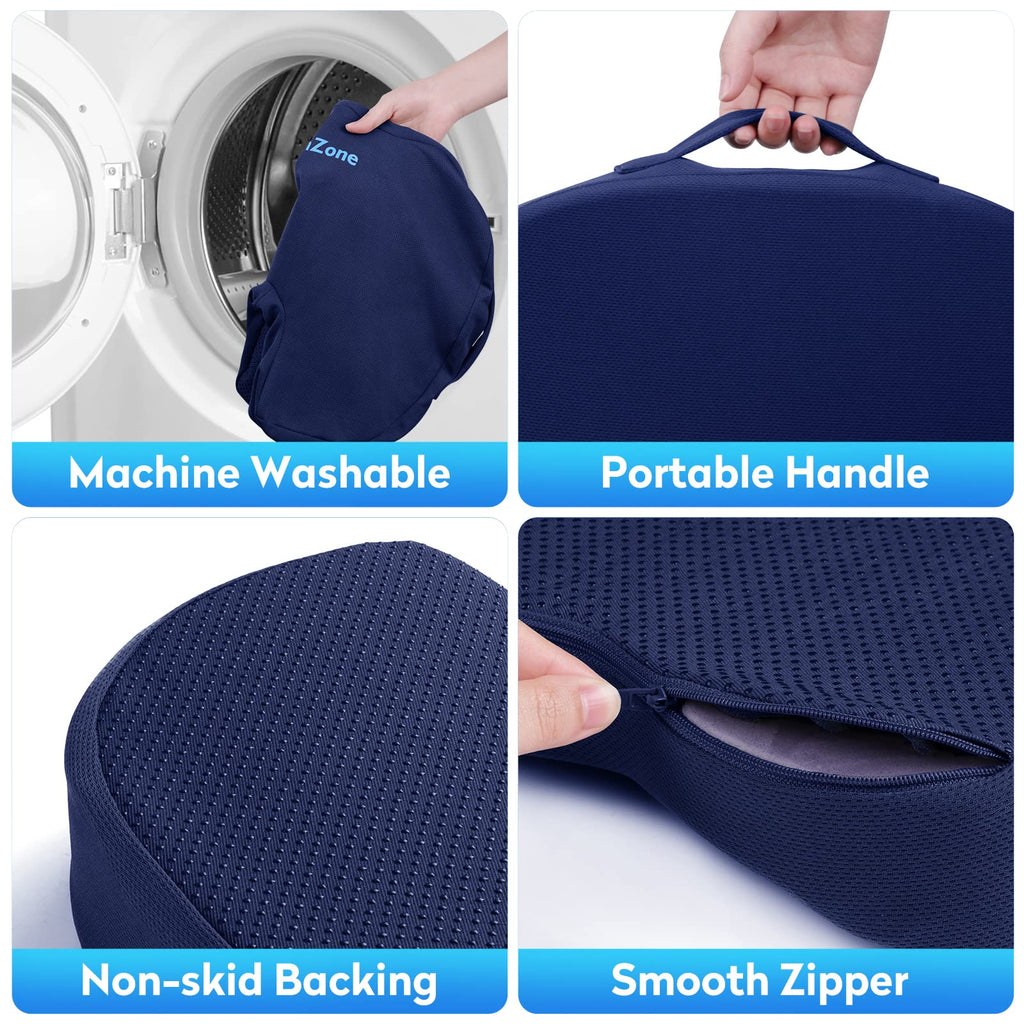 CushZone Office Chair Cushions, Memory Foam Coccyx Cushion for Tailbone Pain Office Chair Car Seat, Sciatica, Coccyx, Lower Back Pain Relief (Blue)