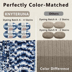 Knyteruna #6 Super Bulky Blanket Yarn for Crocheting - 4 Skeins(Each 10.5oz/300g, 220yds/201m), Chunky Chenille Thick Plush Big Soft Yarn for Crocheting Knitting Blankets, Khaki & Blue & White