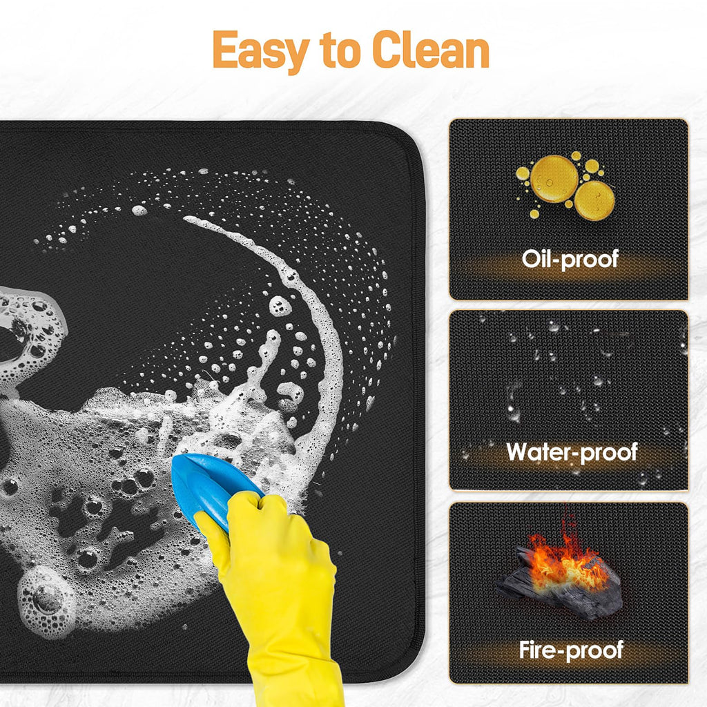 Heat Resistant Mats for Countertop - Fireproof 15x18 in Heat Resistant Mats for Air Fryer - Hot Pad Air Fryer Mat Compatible with Ninja,COSORI,Cuisinart for Coffee Maker, Toaster, Oven 2PCS - Black