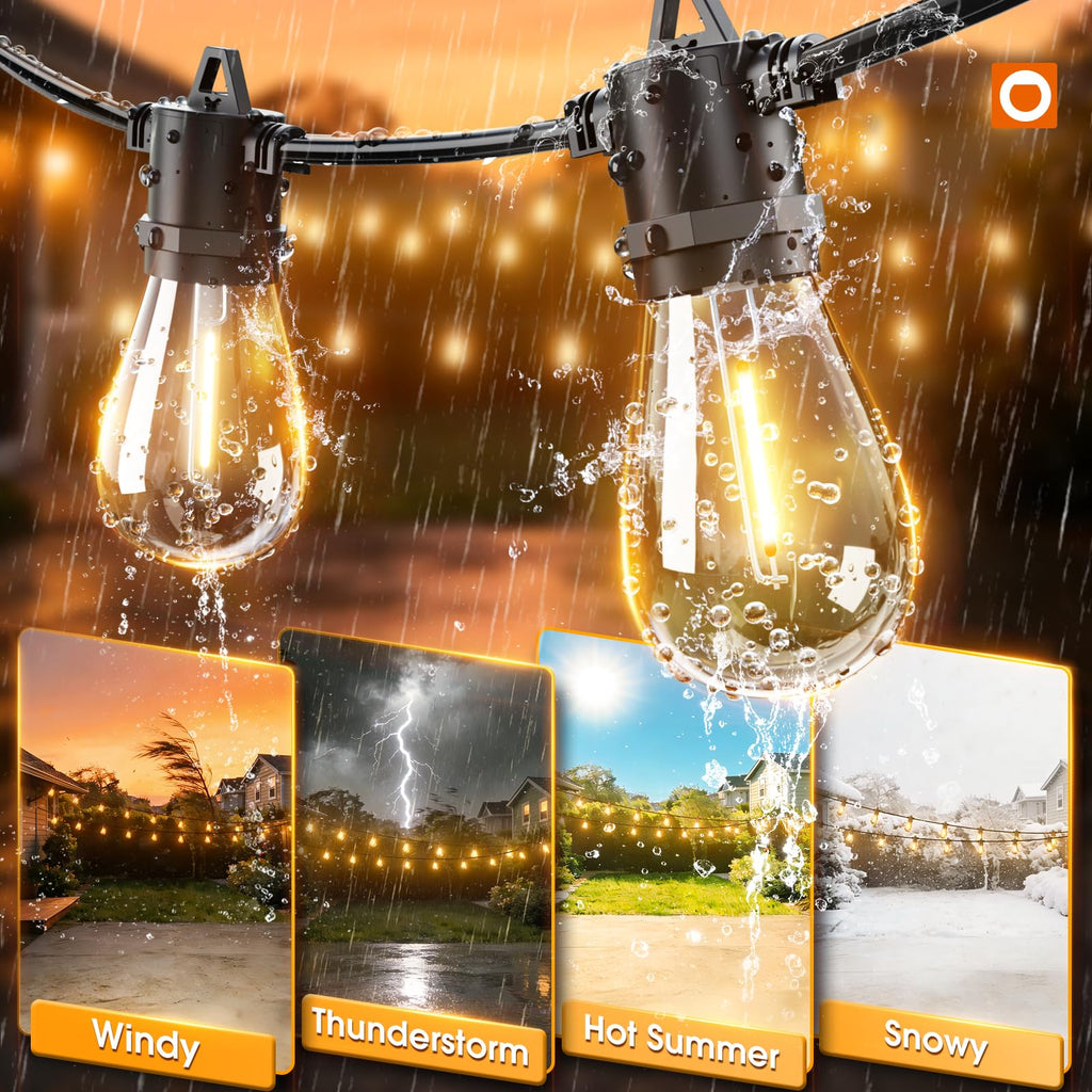 addlon 25FT LED Outdoor String Lights with Edison Shatterproof Bulbs, Heavy-Duty and Weatherproof Strand, Commercial Grade Patio Lights, Decorative for Garden or Patio, Black