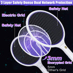 Electric Fly Swatter Racket 3000V Bug Zapper 2 in 1 Mosquito Zapper USB Rechargeable, 1200mAh Mosquitoes Killer Lamp & Fly Zapper with 3 Layer Safety Mesh for Home, Bedroom, Kitchen, Patio (2 Pack)