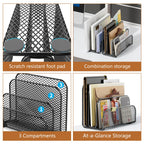 Mail Organizer Countertop, Book Shelf,Metal File Holder with 3-Slot, Book Shelf, Bill Organizer for Office Receipts and Letter Paper Storage (Black)