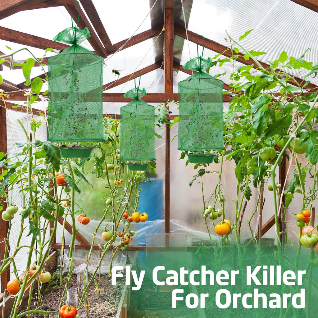 Qualirey 18 Pcs Ranch Fly Trap Outdoors Stable Fly Trap Reusable Horse Fly Traps Outdoor Hanging Pest Fly Trap Fly Catcher Cage with Pots Flay for Farm Orchard Restaurants