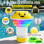 ORAPXI Solar Pool Chlorine Floater with Remote Temperature Monitor & LED Lights - Floating Chlorine Tablet Dispenser for Pool, Hot Tub and Spa