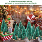 30Pcs Mini Christmas Trees, Artificial Christmas Tree Bottle Brush Trees Christmas with 5 Sizes, Sisal Snow Trees with Wooden Base for Christmas Decor Christmas Party Home Table Craft