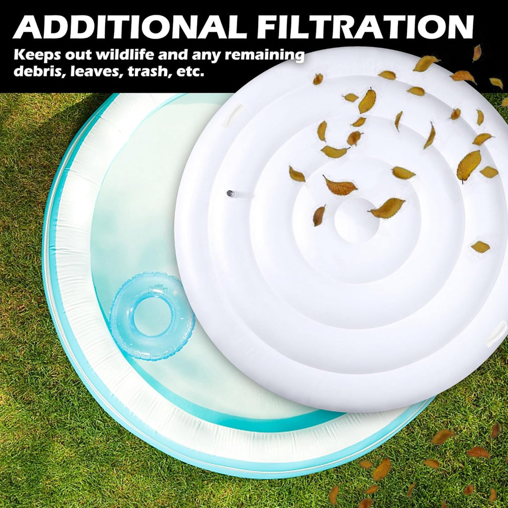Tlswshsy 4.5 Ft Inflatable Hot Tub Cover- Energy Saving Lid for Round Hot Tub- Foldable Protective Rain Overflow Cover for Outdoor Inflatable Hot Tubs