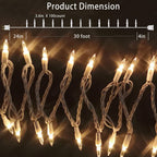 Christmas Lights 100 Count Mini Clear Lights 32ft White Wire Christmas Tree String Lights Set for Outdoor Indoor Christmas Decorations Wedding Decorations Valentines Day Decor,UL Certified (32feet)