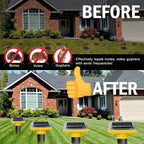 Solar Powered Repeller, 4 Pack Mole Repellent, Gopher Repellent Ultrasonic, Snake Deterrent, Vibration Stakes Outdoor, Repel Vole Gopher for Yard Lawns
