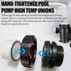 TonGass (2-Pack) 2" MIP x 2.37" PVC Hi-Temp Unions Compatible with Pentair Whisperflo & Intelliflo Pool Pumps Hand-Tightened Pool Pump High Temp Unions Replacement for Schedule 40 Male Adapters