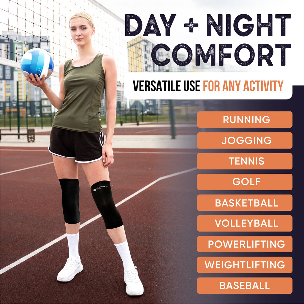 Copper Joe 2 Pack Copper Infused Knee Brace for Women and Men - Machine Washable Knee Compression Sleeve - Knee Sleeve for Arthritis, ACL, Running, Jogging, Basketball (X-Large)