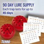TERRO T2503-3 Ready-to-Use Indoor Fruit Fly Trap with Built in Window - 6 Traps + 270 Day Lure Supply