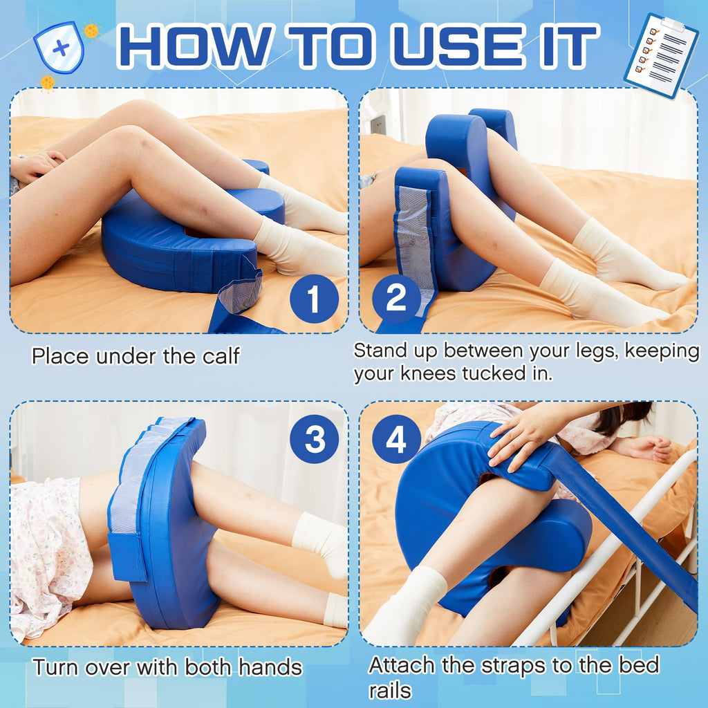 TrelaCo 2 Pcs Bedridden Patient Turning Device Set, Including 1 Turning Pillow and 1 Turning Belt, Prevent Muscle Atrophy for Elderly Seniors Disability Prevention Bed Sore Aid Care(Blue)