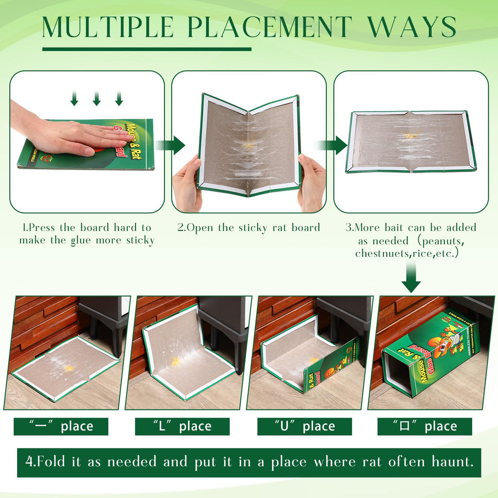 100 Pcs 11.8" x 8" Large Mouse Glue Traps with Enhanced Stickiness, Mouse Sticky Pads Foldable Mouse Traps Sticky Pads for House Indoor Outdoor, Easy to Set