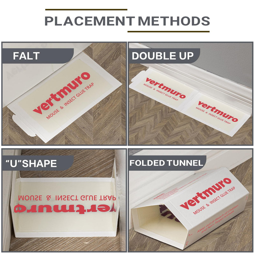 vertmuro Mouse Glue Traps, 12 Pack Rat & Pest Glue Scented Sticky Trap, Foldable Bulk Non-Toxic Indoor Mouse Glue Boards for Rodents and Insects, Easy to Use Pest Control, Red