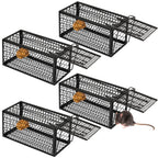 Humane Rat Trap Chipmunk Rodent Trap Mouse Trap Squirrel Trap Small Live Animal Trap Mouse Voles Hamsters Live Cage Rat Mouse Cage Trap for Mice Easy to Catch and Release (Black,4 Pcs)