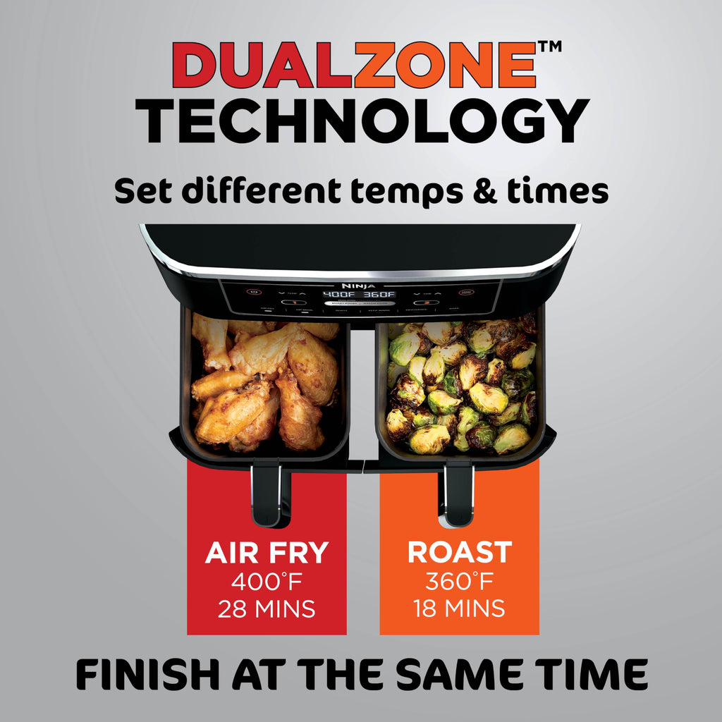 Ninja Air Fryer, Roast, Bake, Air Fry, Crisps, Broil, Reheats, Keep Warm, 10-in-1, Fries, Frozen Food, Veggies, and Meat, Quick Meals, Healthy Meals, Less Oil, 10 QT, Black, DZ302
