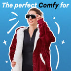 JOYWOO Wine Red Wearable Blanket Hoodie, Christmas Birthday Gifts for Mom Women Men, Oversized Hooded Blanket for Adult, Cozy Fuzzy Sherpa Sweatshirt Blanket with Giant Pocket and Zipper