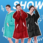 JOYWOO Wearable Blanket Hoodie, Oversized Hooded Blanket for Adult, Birthday Christmas Gifts for Women Men, Cozy Fuzzy Sherpa Sweatshirt Blanket with Giant Pocket and Zipper, Black