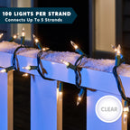 Joiedomi Clear Christmas Lights Outdoor, 300(3x100) Counts 67.5FT Christmas Tree Lights Indoor, Warm White String Lights, Green Wire Xmas Lights Decorations for Holiday Event Wedding Party Decor