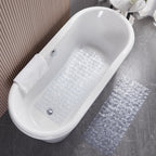 Webos Bath Shower Mat Non Slip: Extra Large Pebble Bathtub mat for Kids, Elderly, Anti Slip Shower Matt with Drain Holes Suction Cups Tub Mat - 16 X 40 Inch Clear