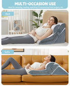 VMFKPNR 3PCS Wedge Pillow for Sleeping, 15-in-1 Orthopedic Bed Wedge Pillow Set Adjustable Memory Foam Wedge Pillow for After Surgery, Acid Reflux, Snoring, Back Pain Relief