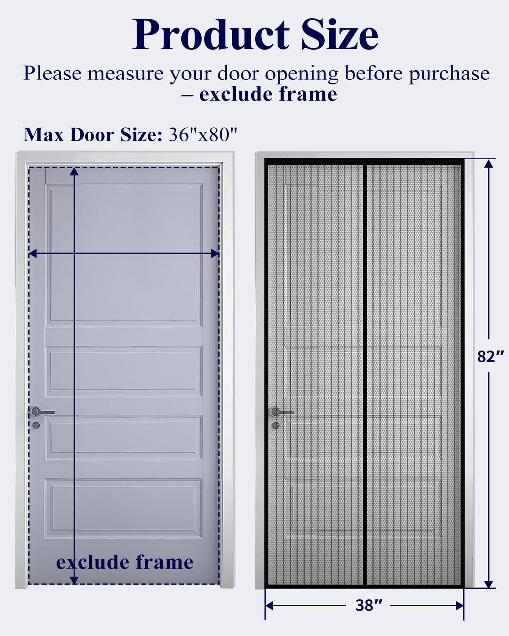 Magnetic Screen Door - 38.0'' x 82.0'' Retractable Screen Door Mesh for Entry Door or Sliding Door, Pet & Kid Friendly, Hands-Free Closure Keeps Bugs Out & Lets Breeze in, Stripe Black
